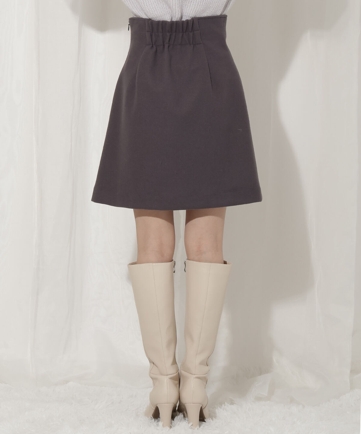 WILLSELECTION「ゴールドボタンアシメミニスカート」|台形|