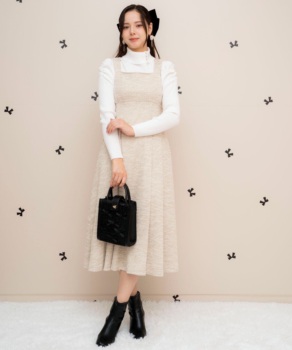 WILLSELECTION「カットツイードフレアワンピース」|ワンピース|