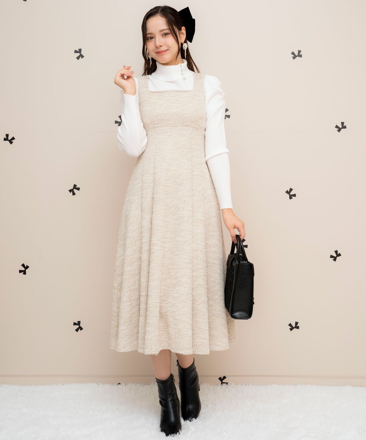 WILLSELECTION「カットツイードフレアワンピース」|ワンピース|