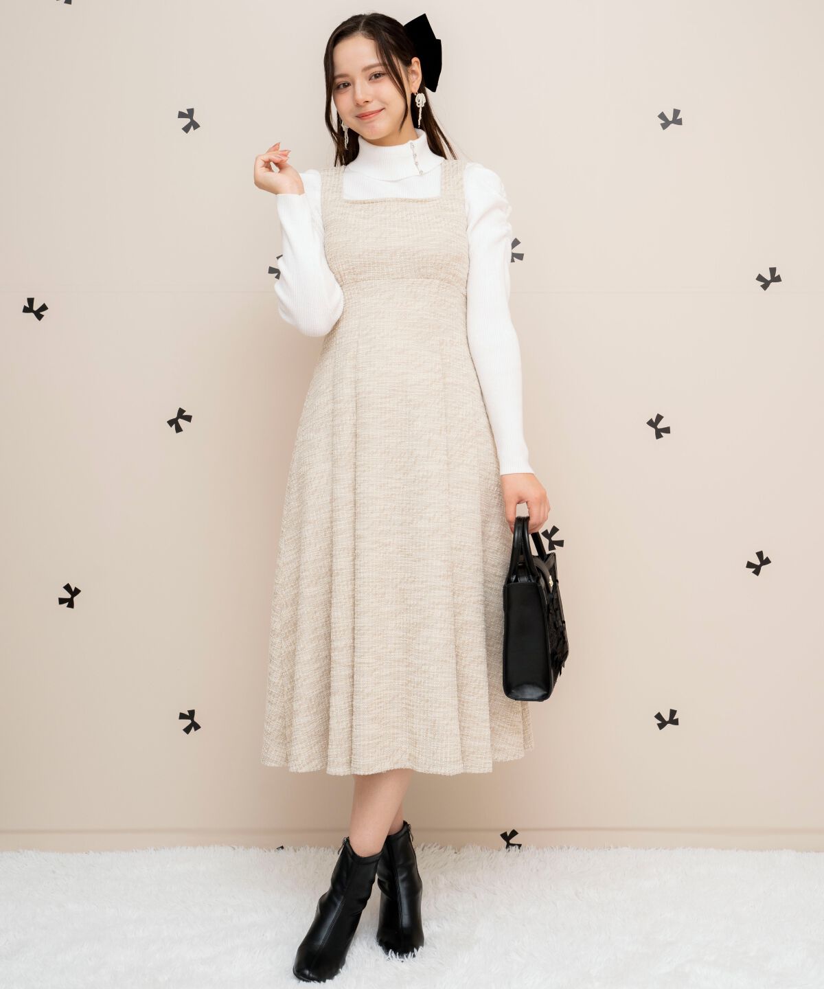 WILLSELECTION「カットツイードフレアワンピース」|ワンピース|