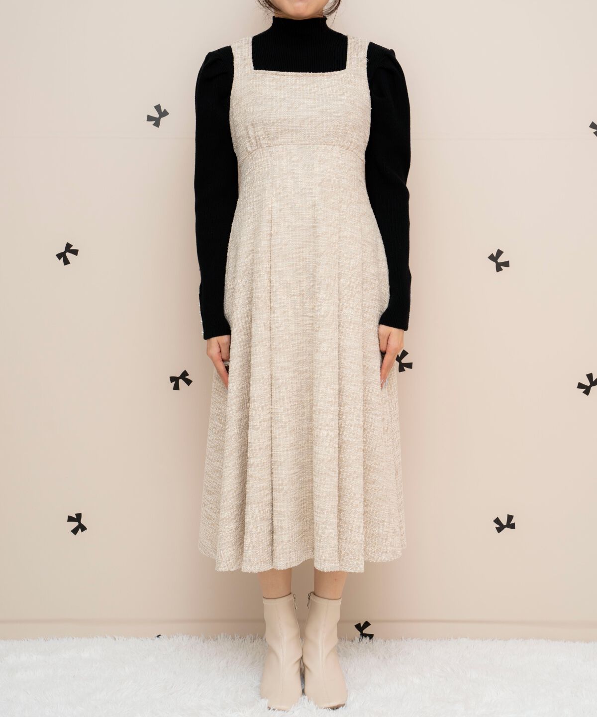 WILLSELECTION「カットツイードフレアワンピース」|ワンピース|