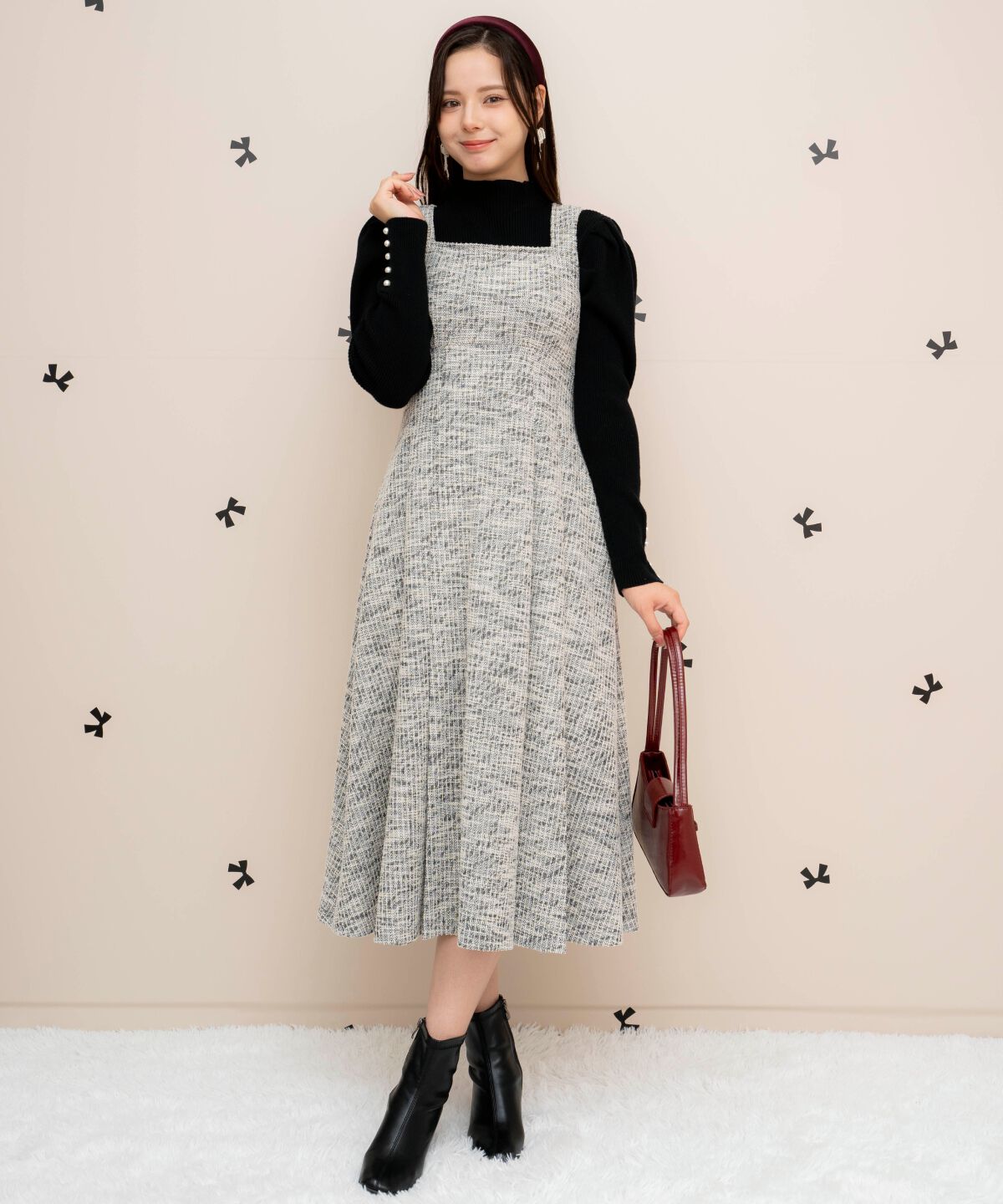 WILLSELECTION「カットツイードフレアワンピース」|ワンピース|