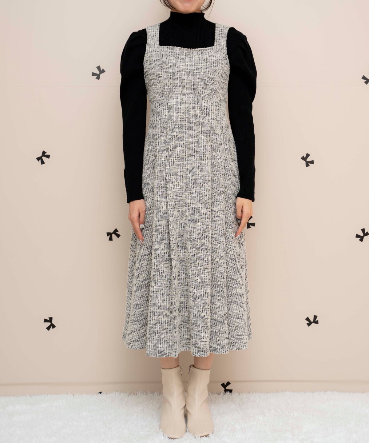 WILLSELECTION「カットツイードフレアワンピース」|ワンピース|