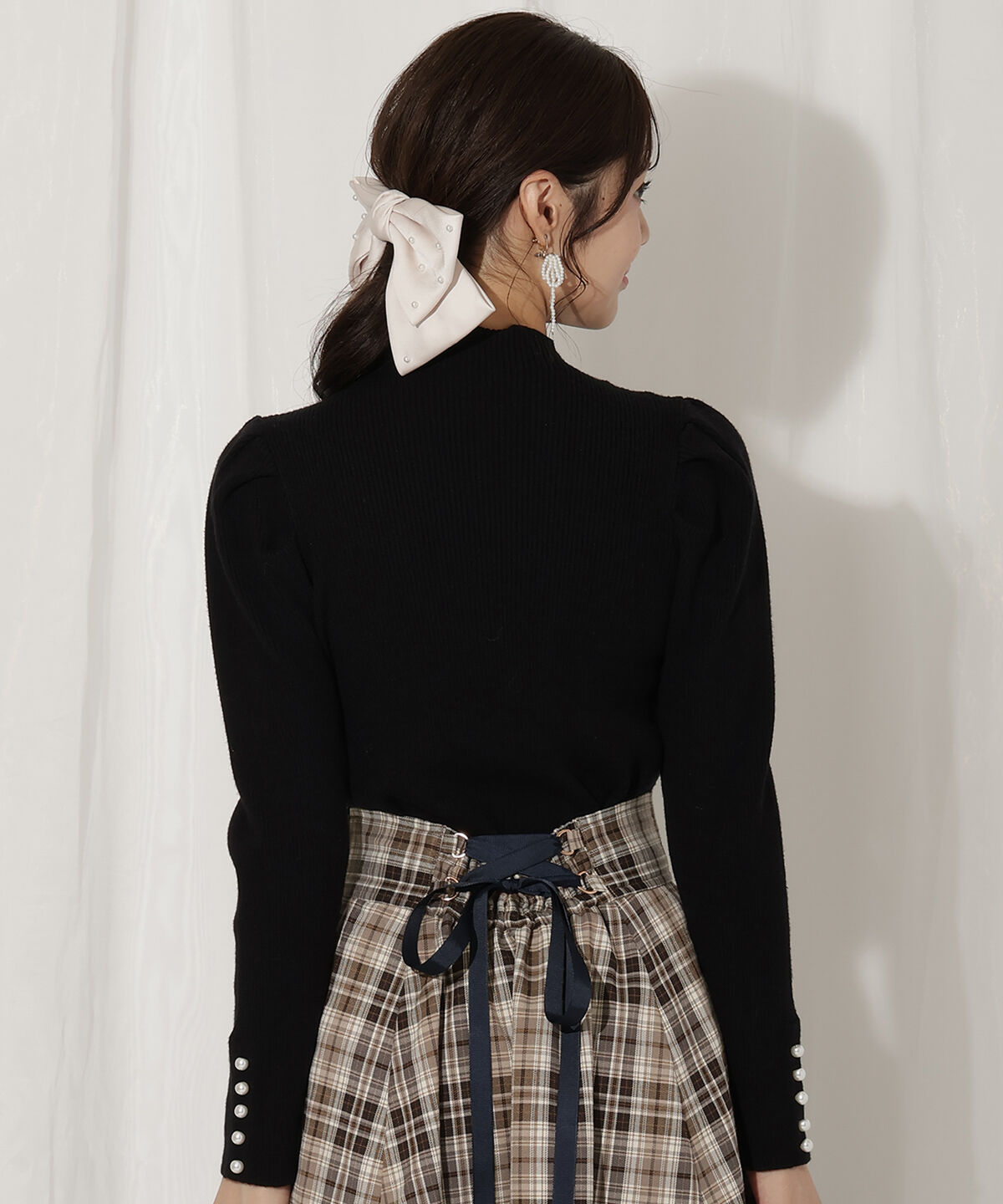 WILLSELECTION「袖口パールボトルネックリブニット」|ニット・セーター|