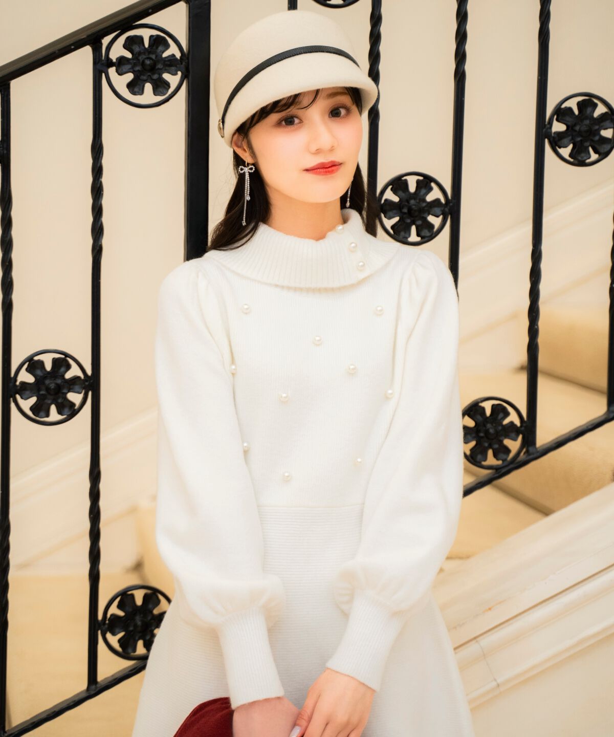 WILLSELECTION「パール付きタートルネックニットワンピース」|ワンピース|