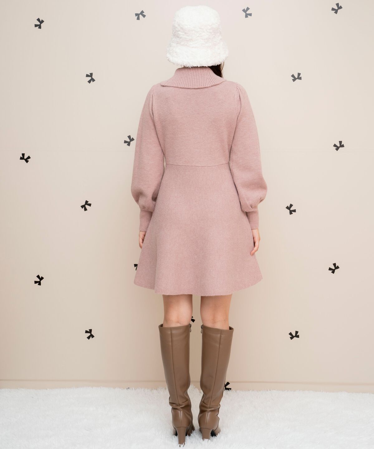 WILLSELECTION「パール付きタートルネックニットワンピース」|ワンピース|