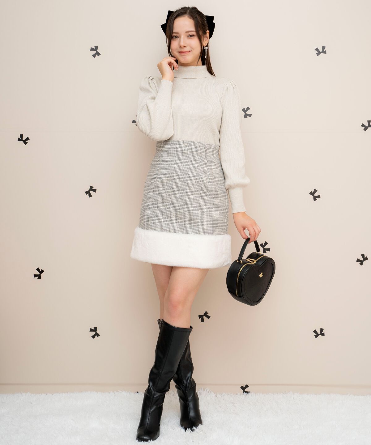 WILLSELECTION「裾ファーハイウエストミニスカート」|台形|