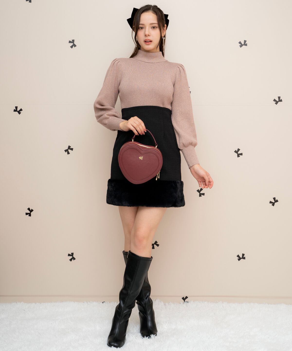 WILLSELECTION「裾ファーハイウエストミニスカート」|台形|