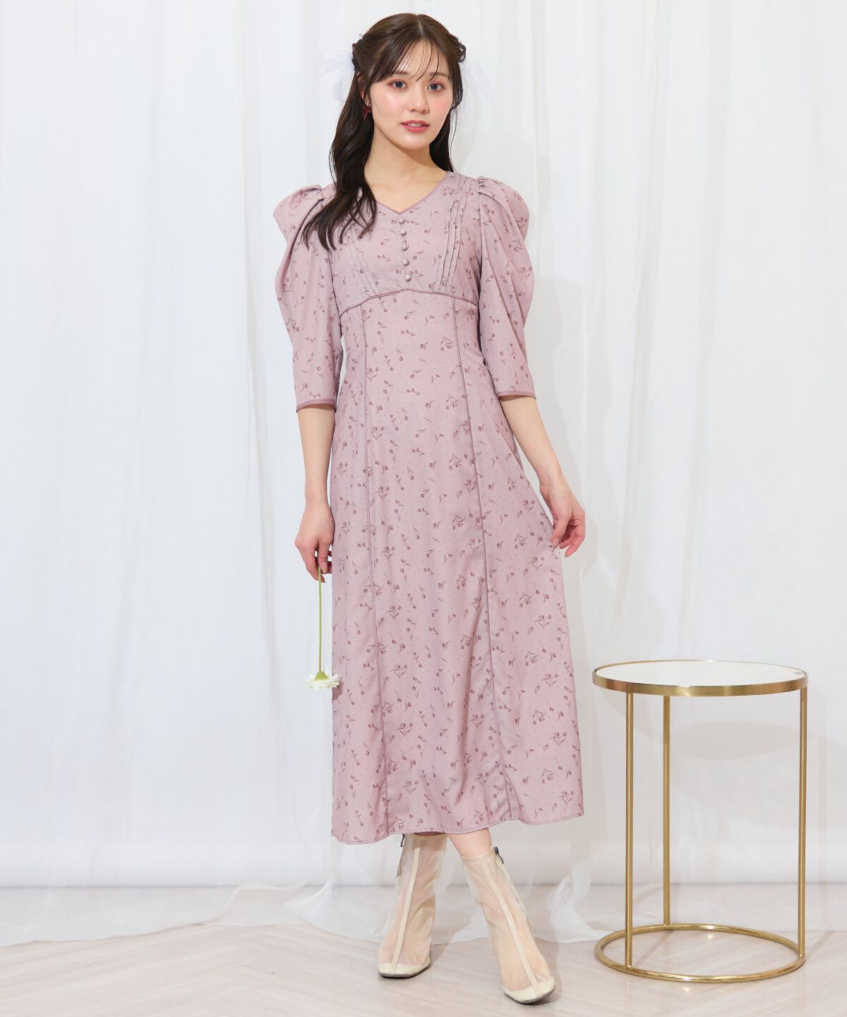 WILLSELECTION「フラワードットパイピングフレアワンピース」|ワンピース|