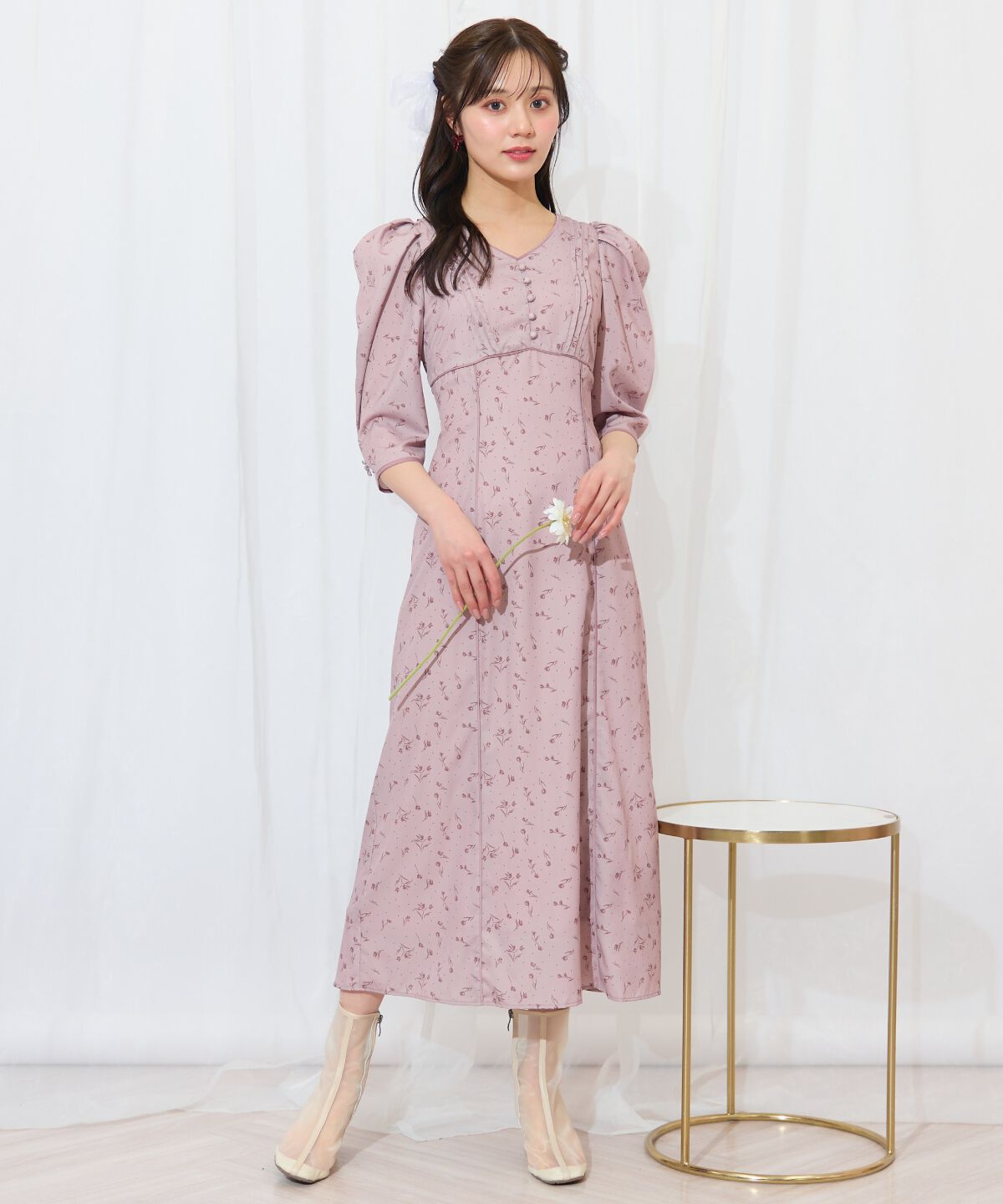 WILLSELECTION「フラワードットパイピングフレアワンピース」|ワンピース|