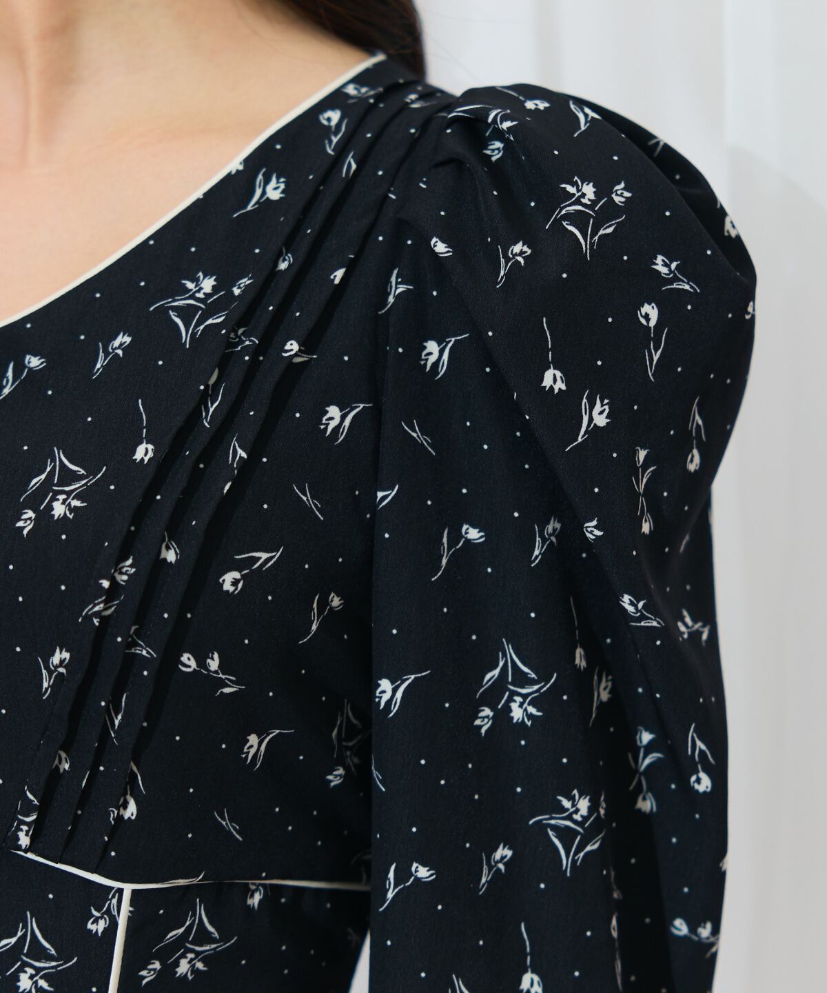 WILLSELECTION「フラワードットパイピングフレアワンピース」|ワンピース|