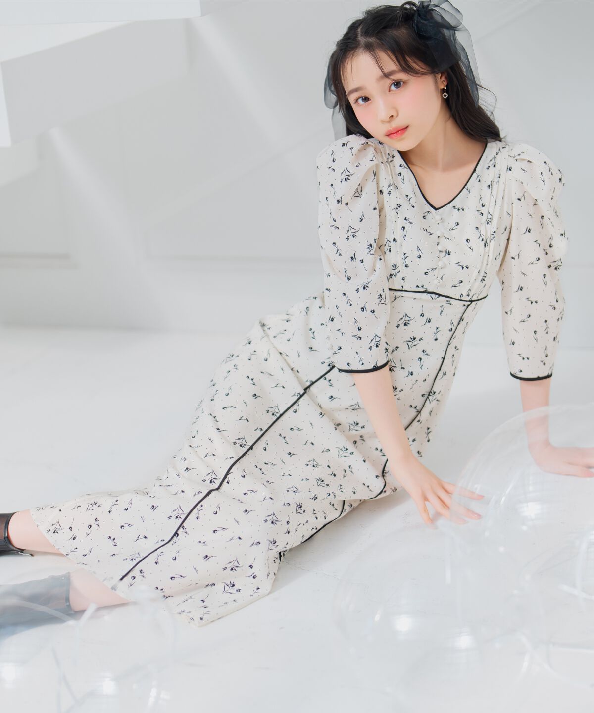 WILLSELECTION「フラワードットパイピングフレアワンピース」|ワンピース|