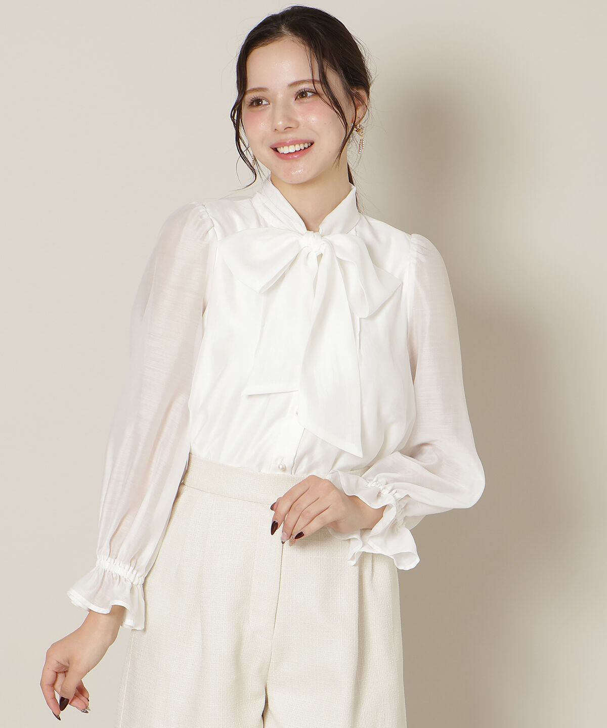 WILLSELECTION「フリルスリーブシアーボウタイブラウス」|シャツ・ブラウス|