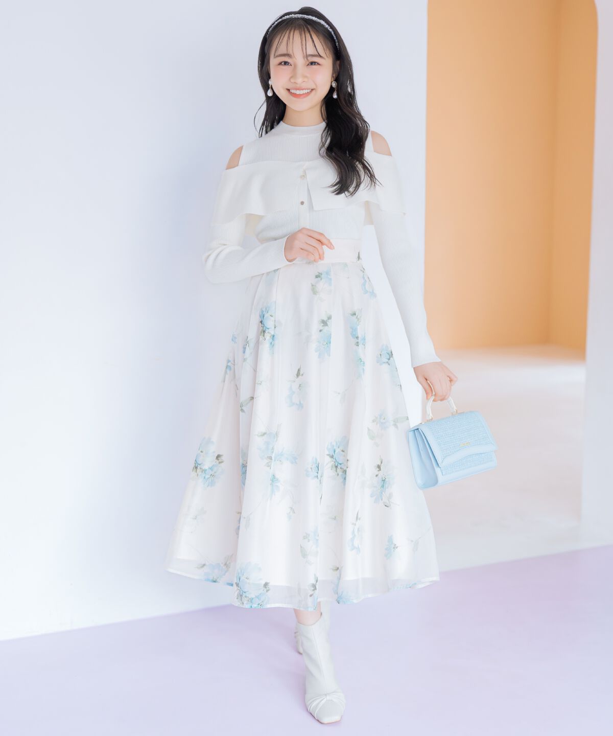 WILLSELECTION「フラワープリントシアータックスカート」|フレア|