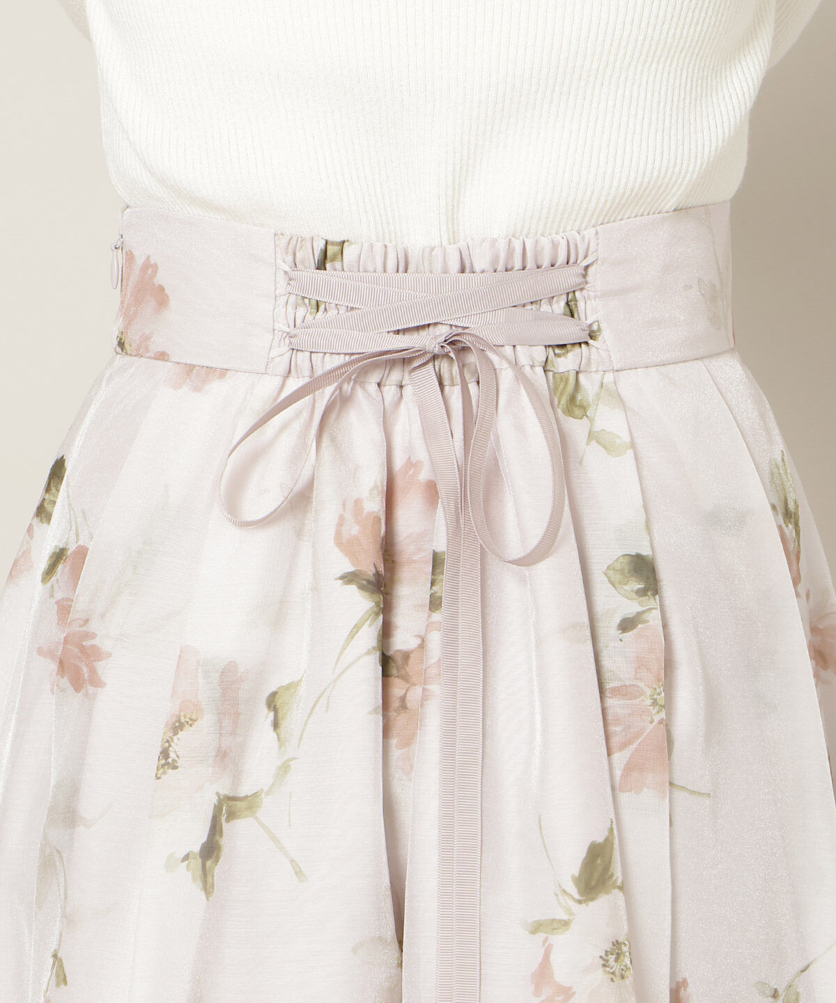 WILLSELECTION「フラワープリントシアータックスカート」|フレア|