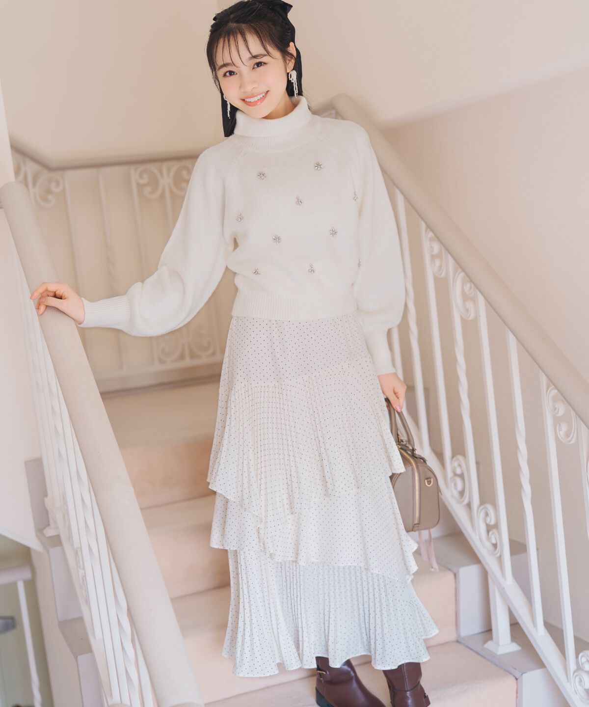 WILLSELECTION「プリーツシフォンティアードスカート」|フレア|