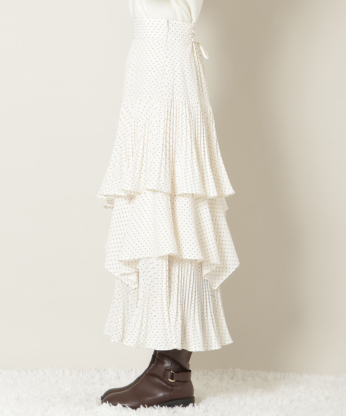 WILLSELECTION「プリーツシフォンティアードスカート」|フレア|