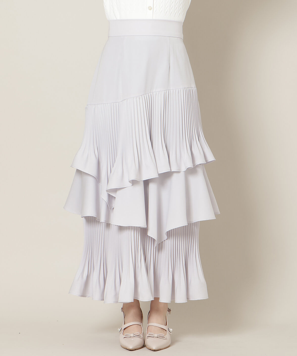 WILLSELECTION「プリーツシフォンティアードスカート」|フレア|
