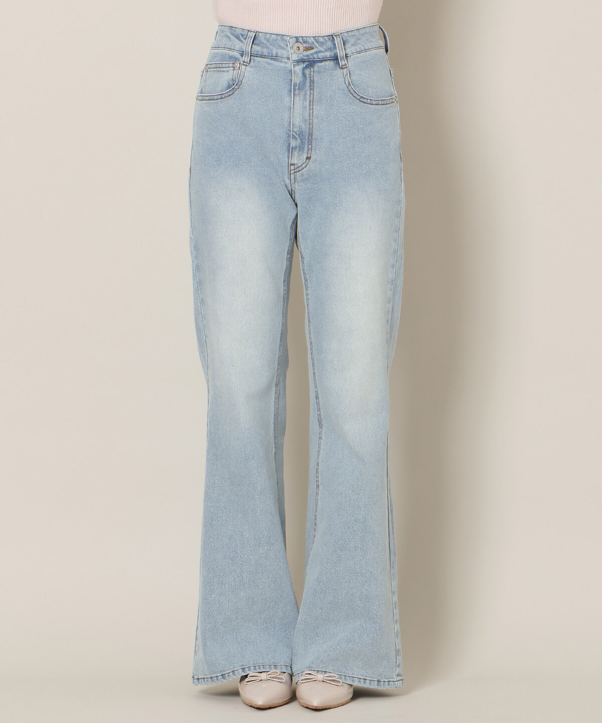 WILLSELECTION「ロゴ刺繍セミフレアデニムパンツ」|デニム|