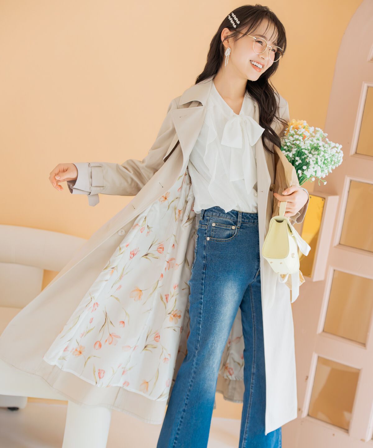 WILLSELECTION「ロゴ刺繍セミフレアデニムパンツ」|デニム|