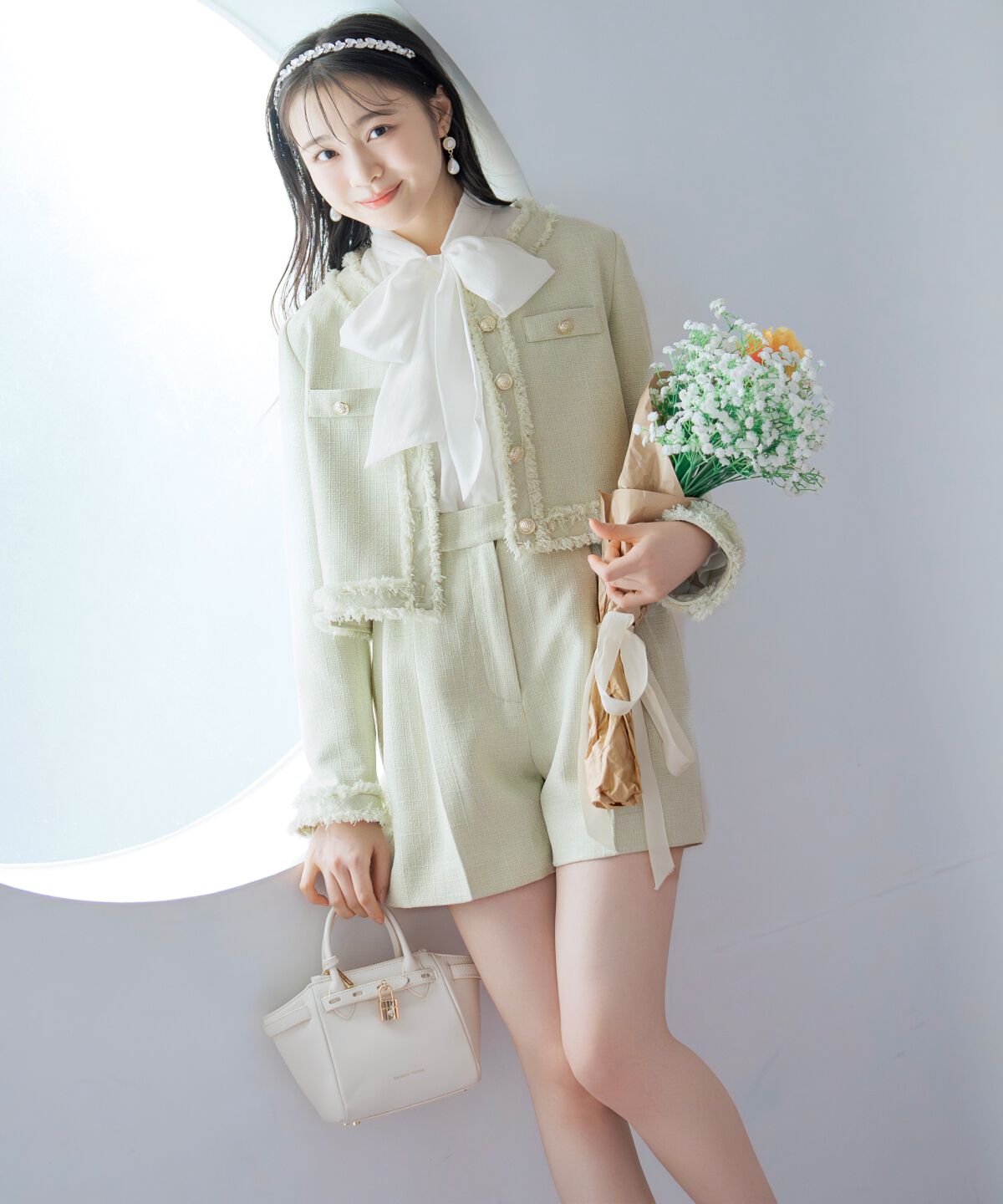 WILLSELECTION「ツイードタックショートパンツ」|キュロット|ミント