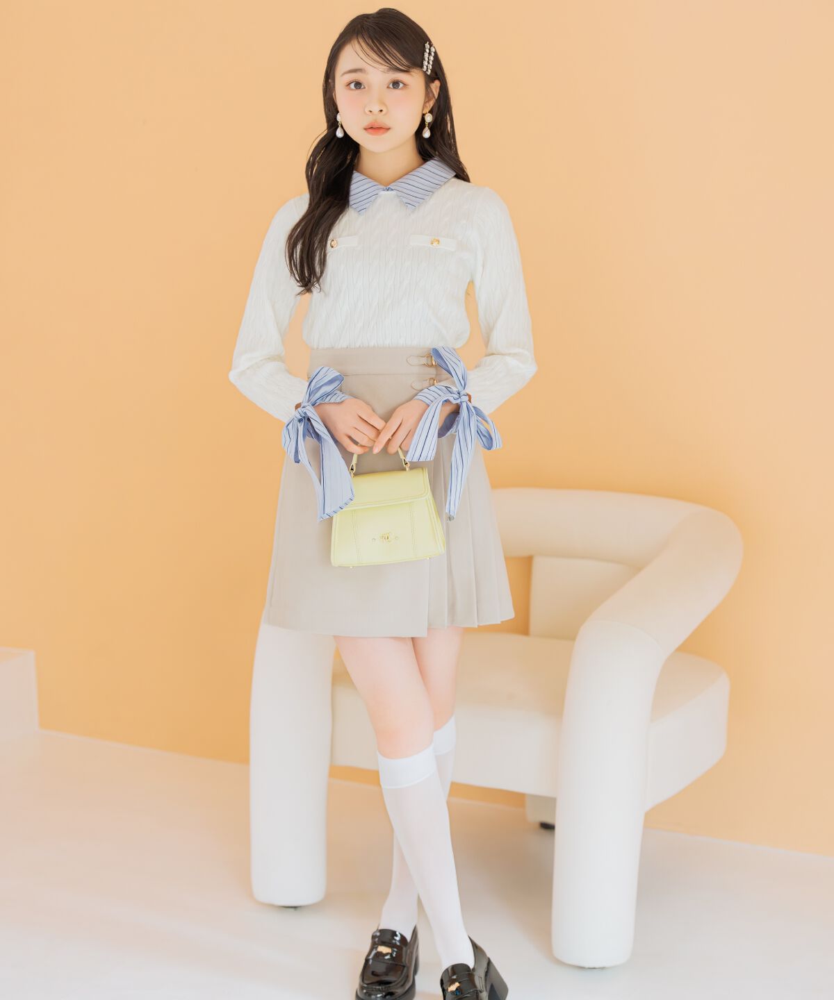 WILLSELECTION「リボンカフスドッキングケーブルニット」|ニット・セーター|