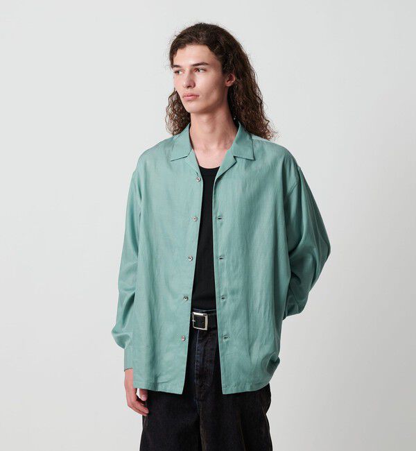 MONKEY TIME「キュプラ コットン オープンカラー シャツ」|シャツ・ブラウス|LIME