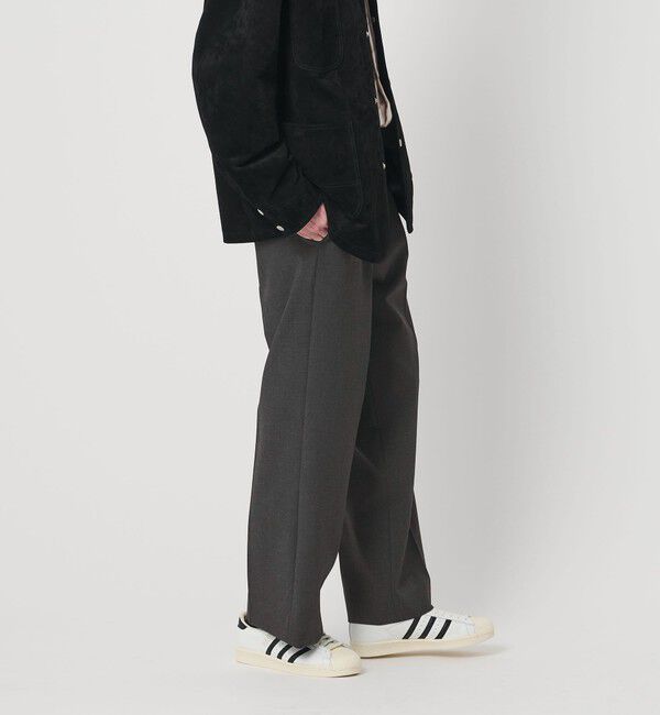 BEAUTY&YOUTH UNITED ARROWS「ダブル T/R 2プリーツ ボリューム スラックス NO.9 ウォッシャブル」|チノ|DK.GRAY