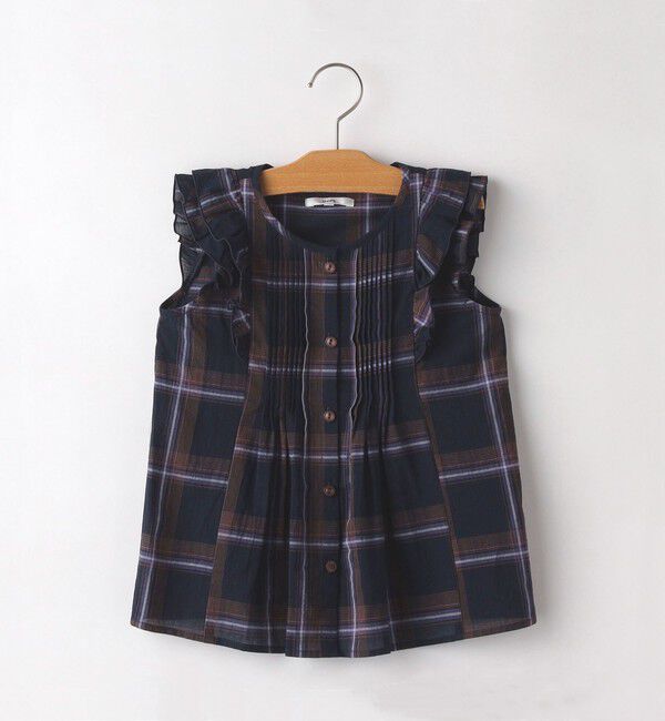 SHIPS KIDS「SHIPS KIDS:80～90cm / フリル ブラウス」|シャツ・ブラウス|ネイビー