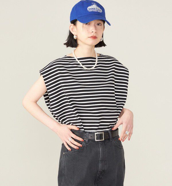SHIPS for women「SHIPS NINE CASE:スリーブレス ボーダー TEE」|Tシャツ・カットソー|