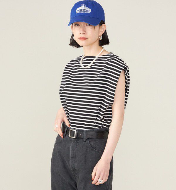 SHIPS for women「SHIPS NINE CASE:スリーブレス ボーダー TEE」|Tシャツ・カットソー|