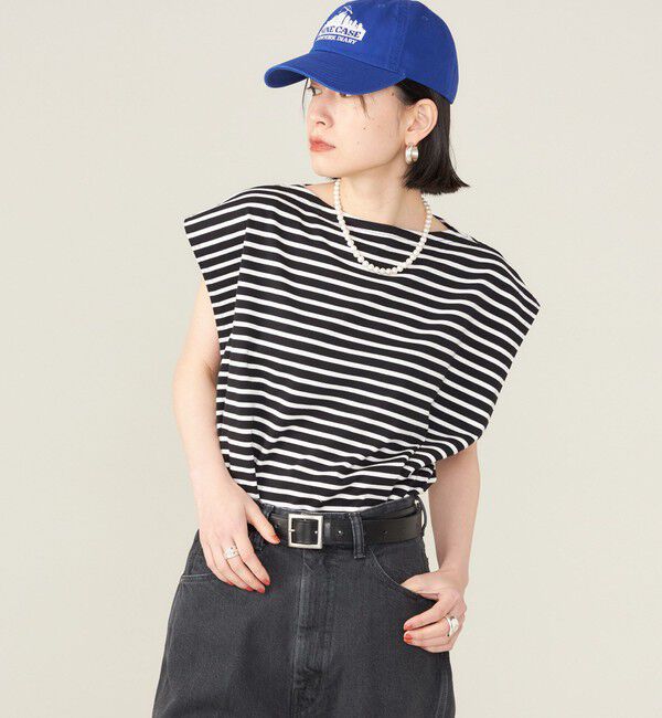 SHIPS for women「SHIPS NINE CASE:スリーブレス ボーダー TEE」|Tシャツ・カットソー|