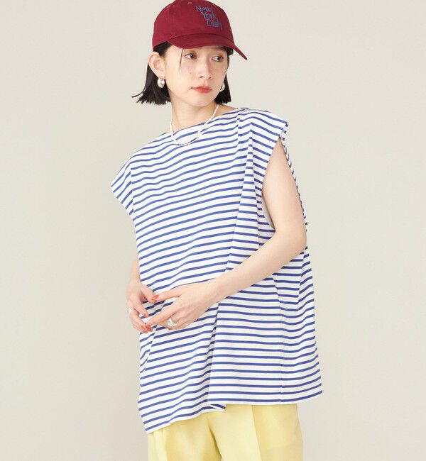 SHIPS for women「SHIPS NINE CASE:スリーブレス ボーダー TEE」|Tシャツ・カットソー|