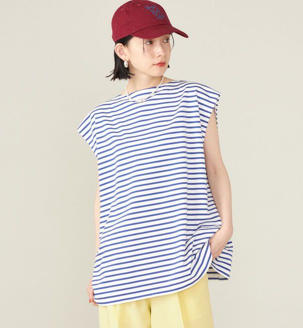 SHIPS for women「SHIPS NINE CASE:スリーブレス ボーダー TEE」|Tシャツ・カットソー|