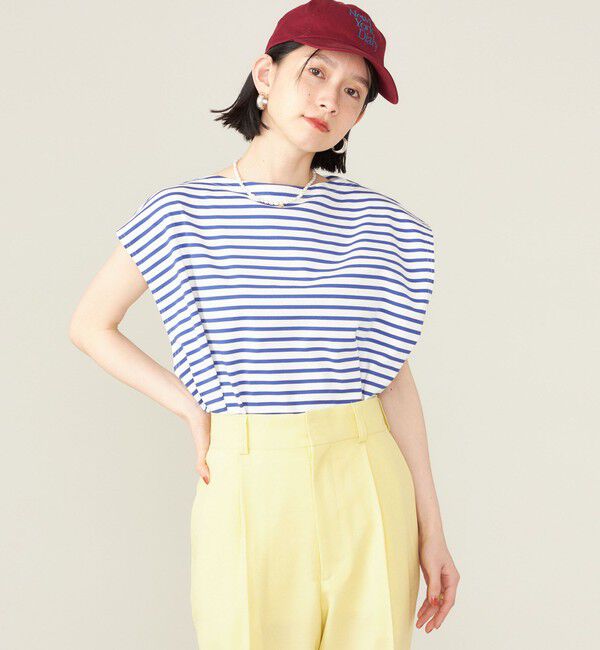 SHIPS for women「SHIPS NINE CASE:スリーブレス ボーダー TEE」|Tシャツ・カットソー|