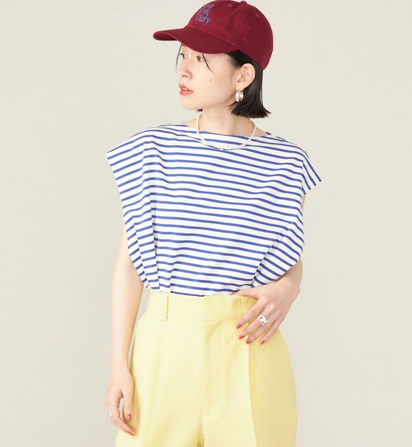 SHIPS for women「SHIPS NINE CASE:スリーブレス ボーダー TEE」|Tシャツ・カットソー|