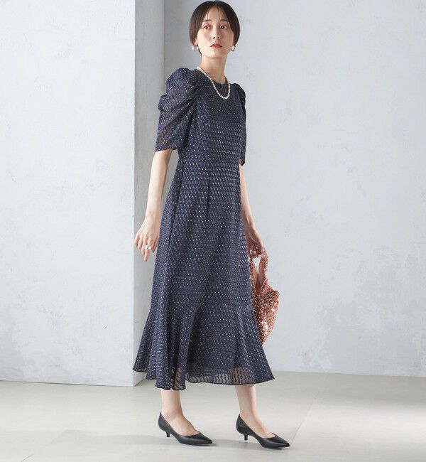 SHIPS for women「troisiemeCHACO:カット ジャカード ワンピース（セレモニー対応可）」|ワンピース|