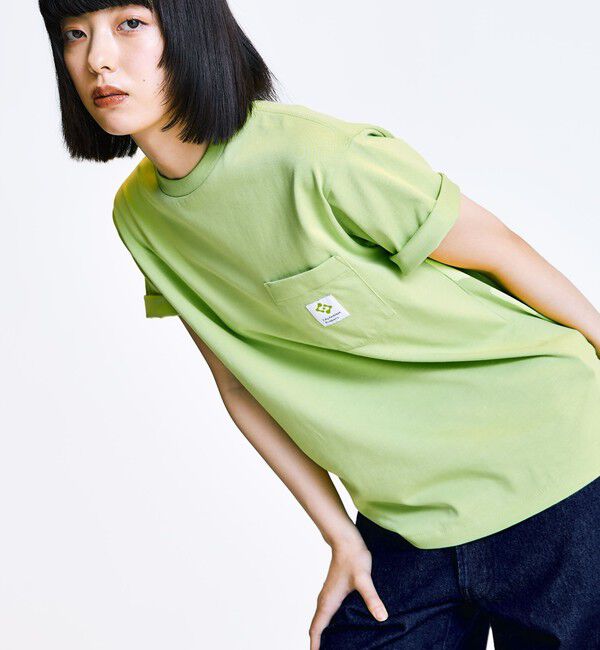 SHIPS「City Ambient Products: スクエアロゴ ポケット Tシャツ」|Tシャツ・カットソー|ライム