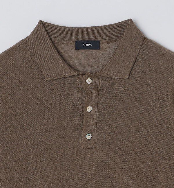 SHIPS「SHIPS:〈手洗い可能〉12ゲージ イタリー リネン ニット ポロ ショートスリーブ」|ポロシャツ|
