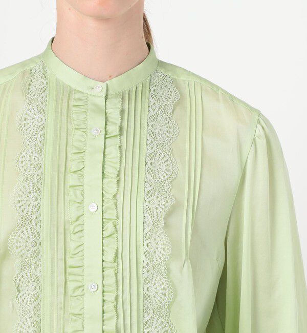 Ballsey「コットンシルクサテン タック＆レースブラウス」|シャツ・ブラウス|