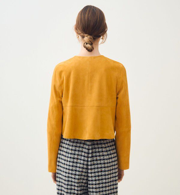 TOMORROWLAND collection「ゴートスエード クルーネックジャケット」|ノーカラージャケット|