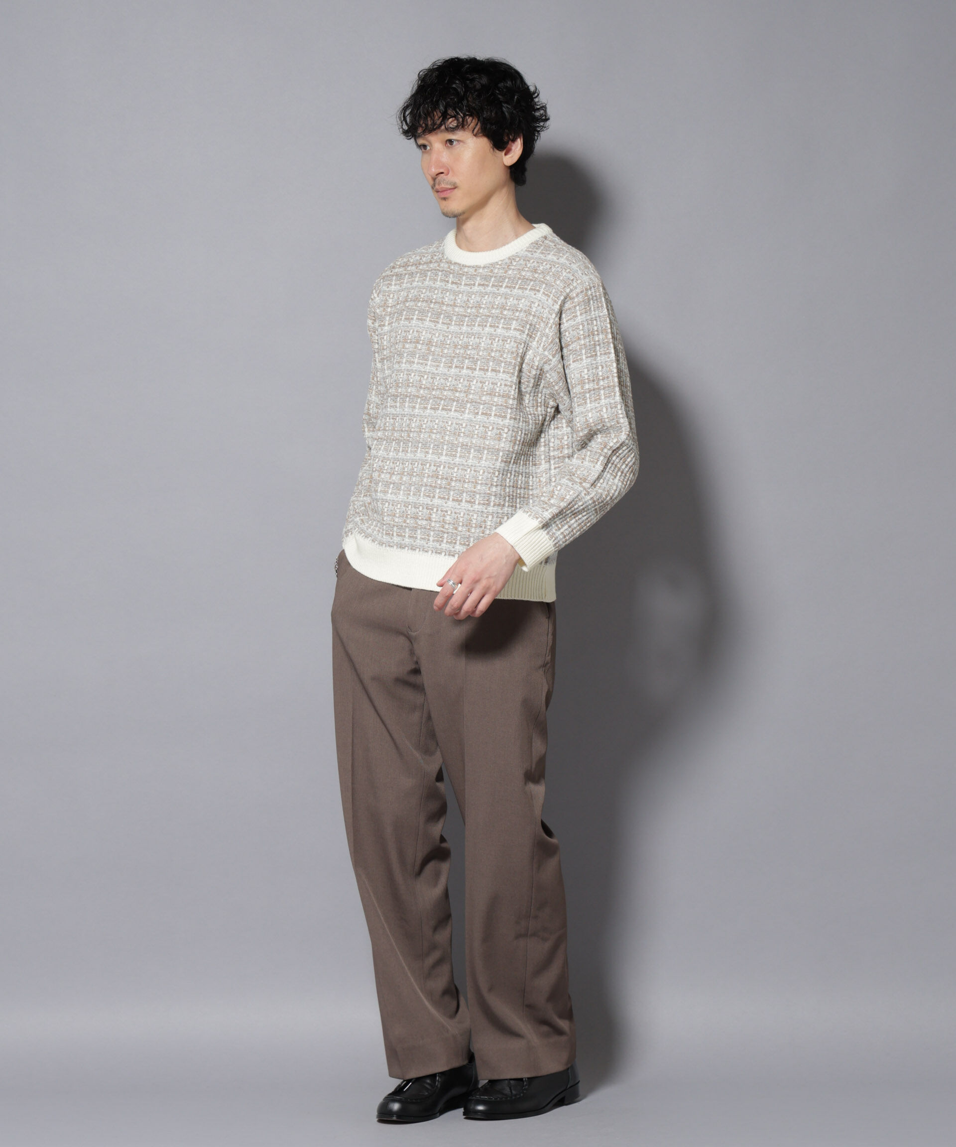 nano･universe「ツイードジャガードニット」|ニット・セーター|