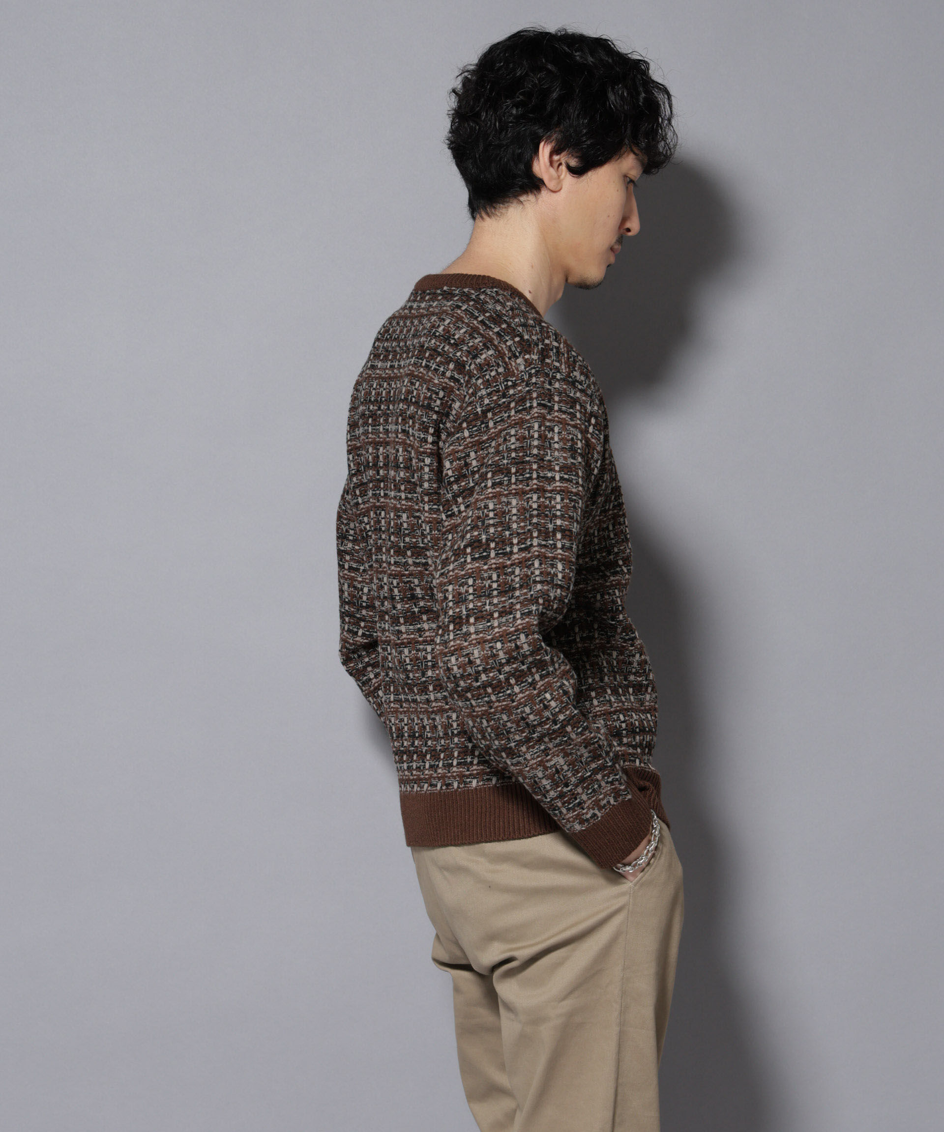 nano･universe「ツイードジャガードニット」|ニット・セーター|