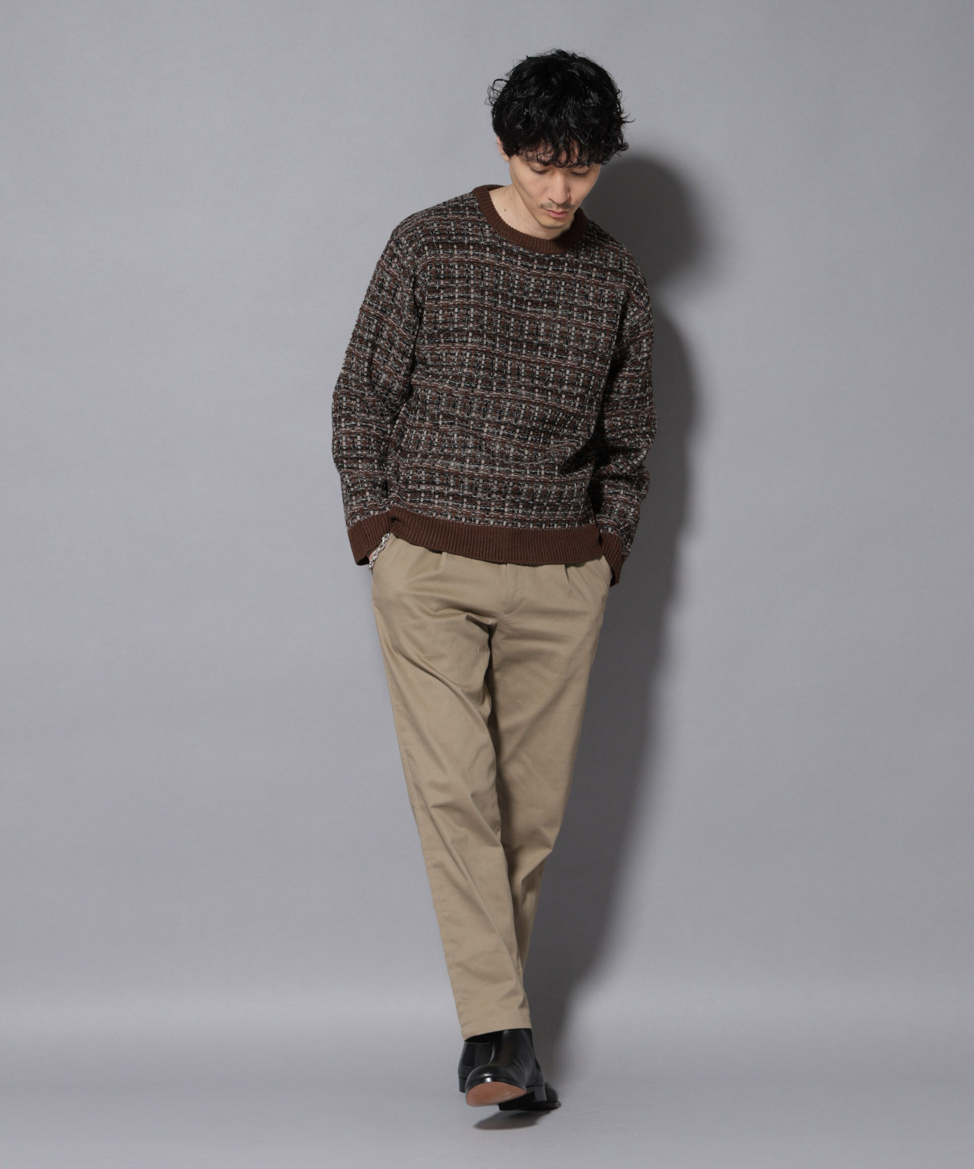 nano･universe「ツイードジャガードニット」|ニット・セーター|