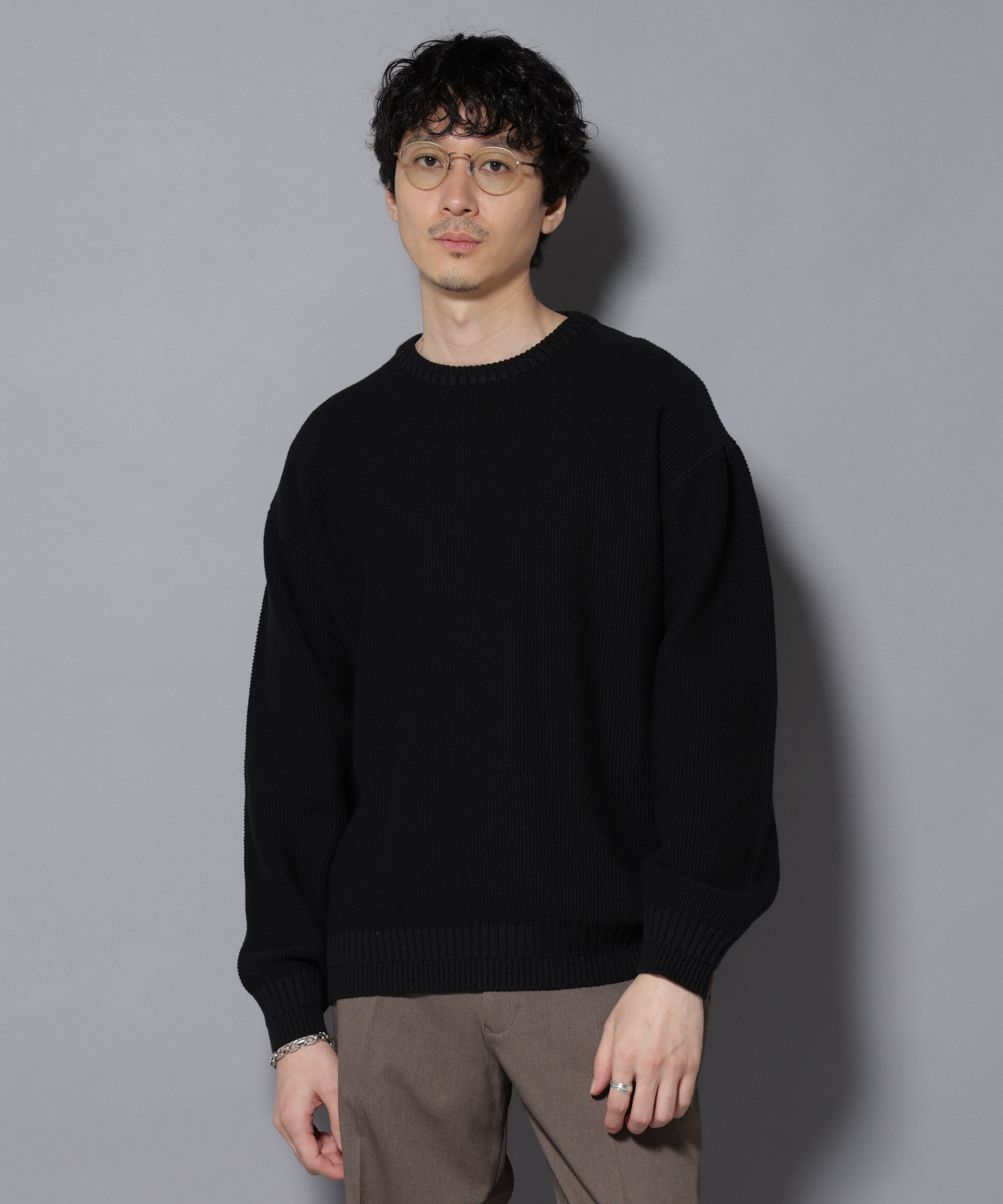 nano･universe「コットンMIXバルキーカノコクルーネックニット」|ニット・セーター|