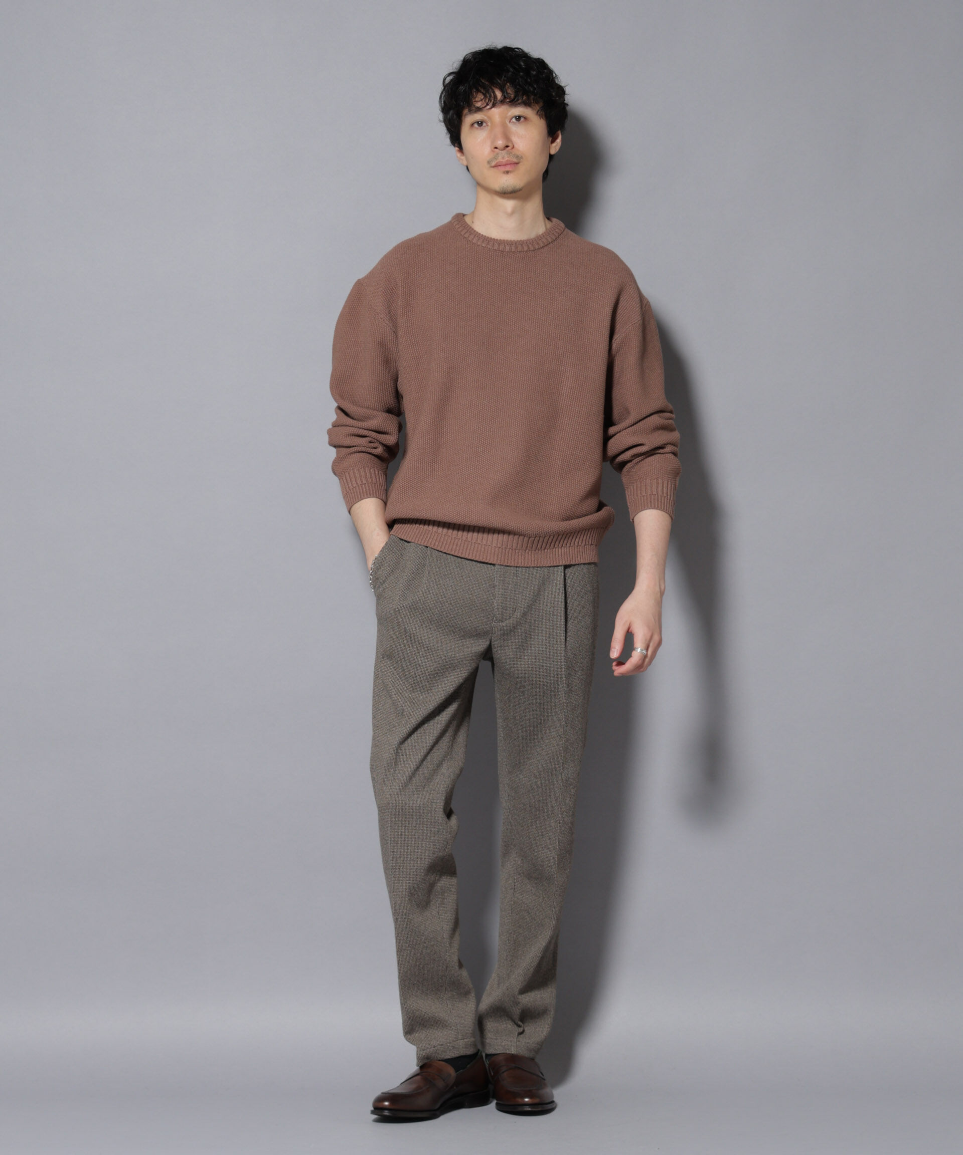 nano･universe「コットンMIXバルキーカノコクルーネックニット」|ニット・セーター|