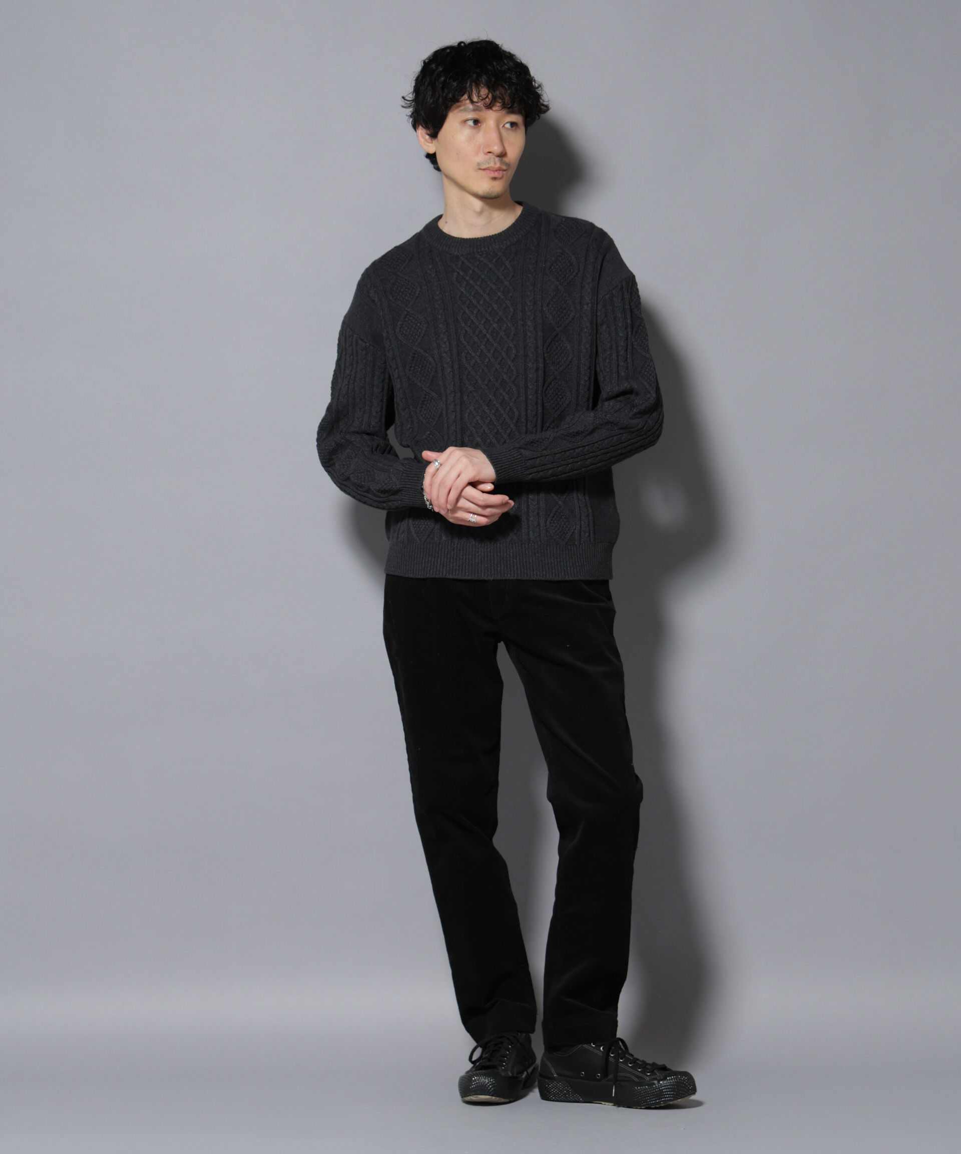 nano･universe「コットンMIXバルキーケーブルニット」|ニット・セーター|