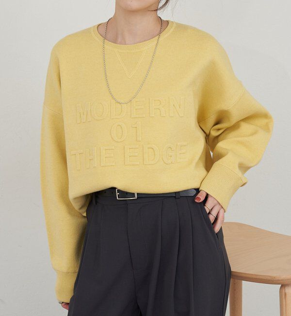  「エンボス加工ニット」|ニット・セーター|イエロー