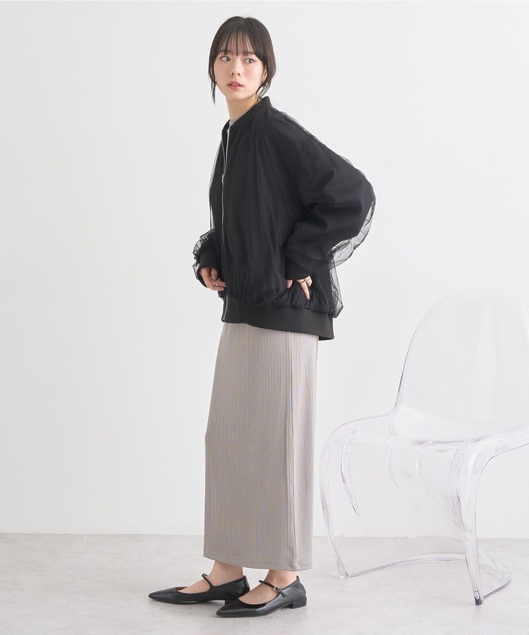 earth music&ecology「チュールレイヤードMA-1」|ブルゾン・スタジャン|