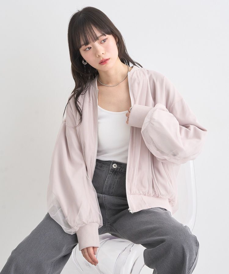 earth music&ecology「チュールレイヤードMA-1」|ブルゾン・スタジャン|